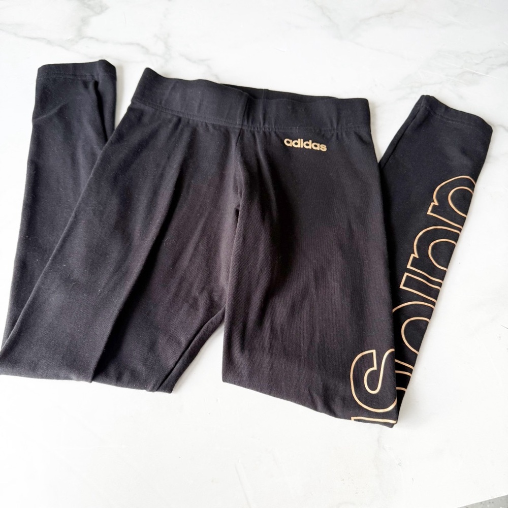 Adidas Women's Size XS ESSENTIALS BRANDED TIGHTS Black/Copper Metal
